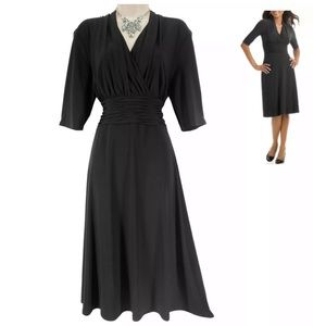 14 Large XL▪️LITTLE BLACK RUCHED WAIST MIDI DRESS like new, very flattering.